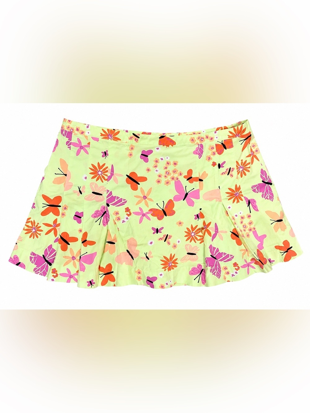 Vintage Lilly Pulitzer Skort Size 12 Green Floral Butterfly Print Cotton